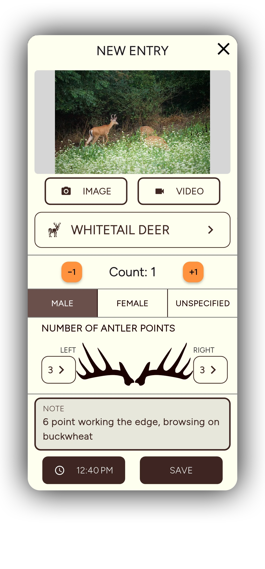 TrophyTracks digital journal interface showing hunting memory entries, photos, and detailed logging features